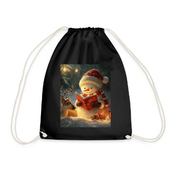 Snowman Christmas Women Men Children - Drawstring Bag - black - Front