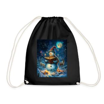 Snowman Christmas Decoration Women Men Children - Drawstring Bag - black - Front