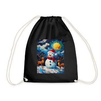 Snowman Christmas Decoration Women Men Children - Drawstring Bag - black - Front
