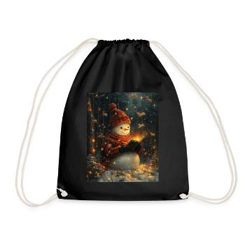 Snowman Christmas Women Men Children - Drawstring Bag - black - Front