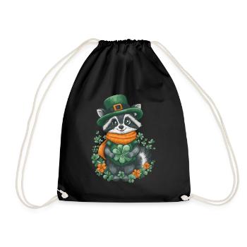 St Patrick’s Day Raccoon Décoration Femmes Hommes Enfants - Sac de sport léger - noir - Devant