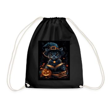 Halloween Geschenk Frauen Wildkatze Männer Kinder - Turnbeutel - Schwarz - Vorne