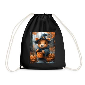 Halloween Geschenk Frauen Kuh Männer Kinder Deko - Turnbeutel - Schwarz - Vorne