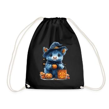 Halloween Geschenk Frauen Kuh Männer Kinder Deko - Turnbeutel - Schwarz - Vorne