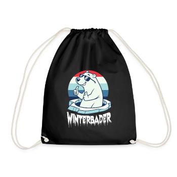 Eisbaden Eisbad Winterbader Cartoon - Turnbeutel - Schwarz - Vorne