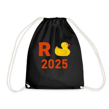 Duck Pension 2025 Pension Retirement Grandpa Grandma Pensioner - Drawstring Bag - black - Front