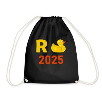 Duck Pension 2025 Pension Retirement Grandpa Grandma Pensioner - Drawstring Bag - black - Front