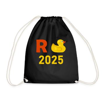Duck Pension 2025 Pension Retirement Grandpa Grandma Pensioner - Drawstring Bag - black - Front
