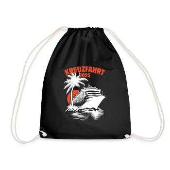 Kreuzfahrt 2025, Kreuzfahrtschiff, Schiffsreise - Turnbeutel - Schwarz - Vorne