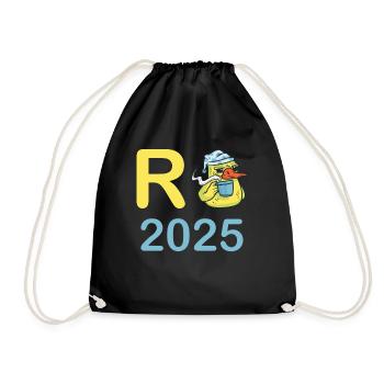 Ente Rente 2025 Pension Ruhestand Opa Oma Rentner - Turnbeutel - Schwarz - Vorne