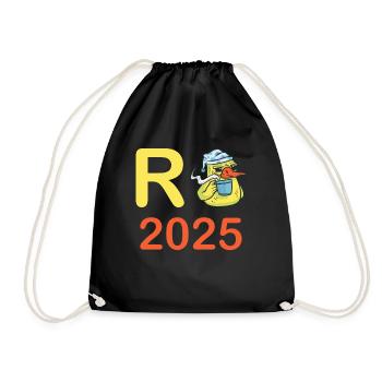 Duck Pension 2025 Pension Retirement Grandpa Grandma Pensioner - Drawstring Bag - black - Front
