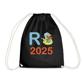 Duck Pension 2025 Pension Retirement Grandpa Grandma Pensioner - Drawstring Bag - black - Front