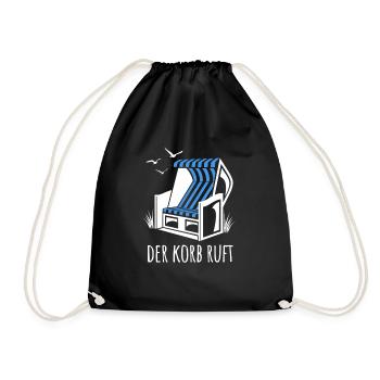 Der Korb ruft - Strandkorb - Meer - Urlaub - Turnbeutel - Schwarz - Vorne