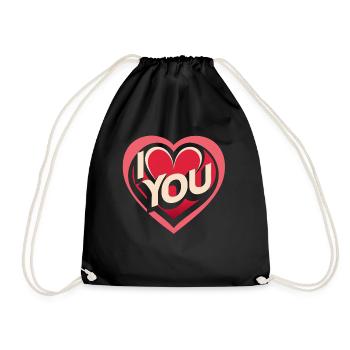 I love You - Valentine' Day - Love - Gift - Drawstring Bag - black - Front