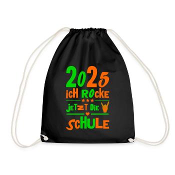 School Child 2025 Young Girls School Enrollment 2025 Decoration - Drawstring Bag - black - Front