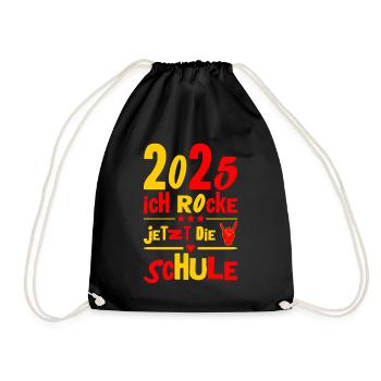 School Child 2025 Young Girls School Enrollment 2025 Decoration - Drawstring Bag - black - Front
