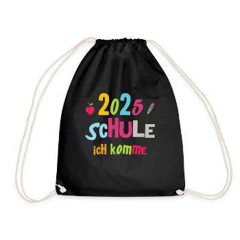 School Child 2025 Young Girls School Enrollment 2025 Decoration - Drawstring Bag - black - Front