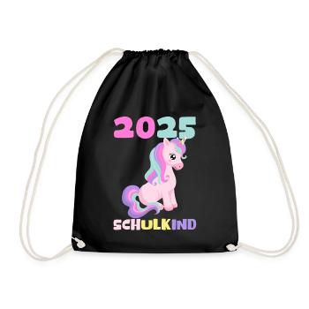 School Child 2025 Young Girls School Enrollment 2025 Decoration - Drawstring Bag - black - Front