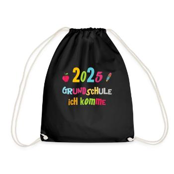 School Child 2025 Young Girls School Enrollment 2025 Decoration - Drawstring Bag - black - Front