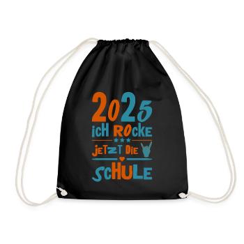 School Child 2025 Young Girls School Enrollment 2025 Decoration - Drawstring Bag - black - Front