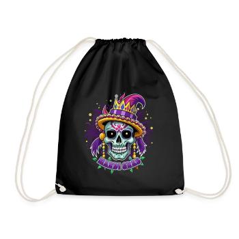 Mardi Gras - Carnaval - Crâne - Cadeau - Sac de sport léger - noir - Devant