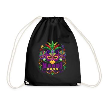 Mardi Gras - Karneval - Maske - Geschenk - Turnbeutel - Schwarz - Vorne