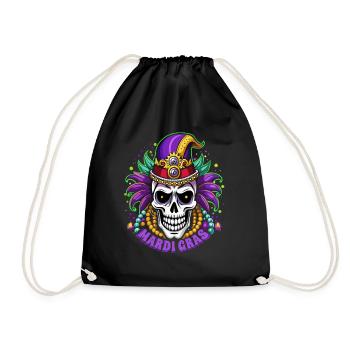 Mardi Gras - Karneval - Totenkopf - Geschenk - Turnbeutel - Schwarz - Vorne