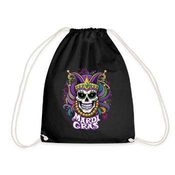 Mardi Gras - Karneval - Totenkopf - Geschenk - Turnbeutel - Schwarz - Vorne