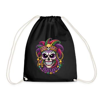 Mardi Gras Bruh - Karneval - Kostüm - Geschenk - Turnbeutel - Schwarz - Vorne