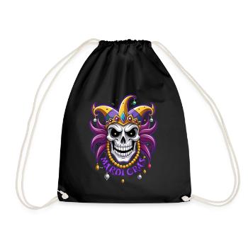 Mardi Gras - Karneval - Totenkopf - Geschenk - Turnbeutel - Schwarz - Vorne