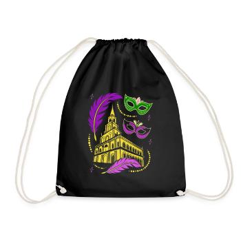 Mardi Gras - Karneval - Maske - Geschenk - Turnbeutel - Schwarz - Vorne