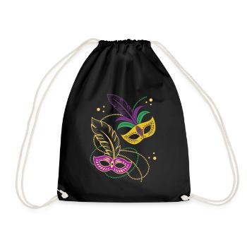 Mardi Gras - Karneval - Maske - Geschenk - Turnbeutel - Schwarz - Vorne