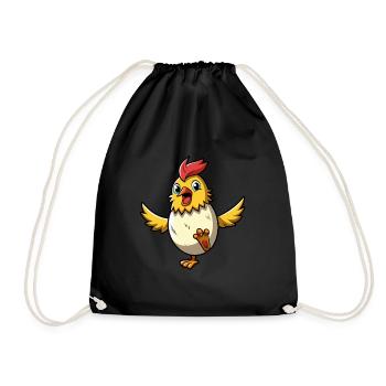 Happy Easter - Easter Chicken - Easter Egg - Gift - Drawstring Bag - black - Front
