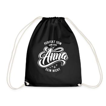 Vornamen Anna - Namenstag - Geschenk - Turnbeutel - Schwarz - Vorne