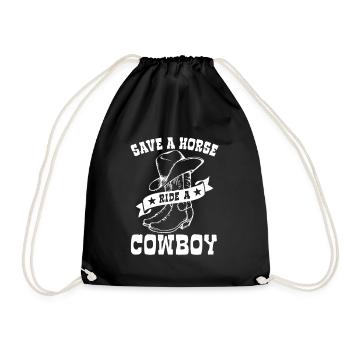 Save A Horse, Ride A Cowboy - Spruch - Drawstring Bag - black - Front