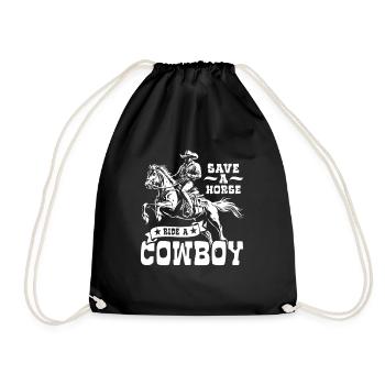 Save A Horse, Ride A Cowboy - Spruch - Drawstring Bag - black - Front