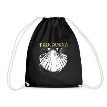 Buen Camino, scallop, Santiago de Compostela - Drawstring Bag - black - Front