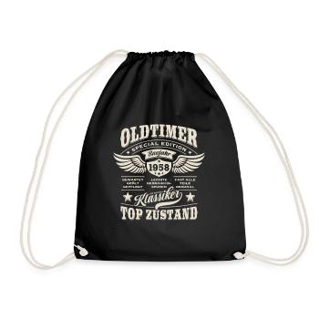 Oldtimer Baujahr 1958 - Geburtstag - Geschenk - Turnbeutel - Schwarz - Vorne