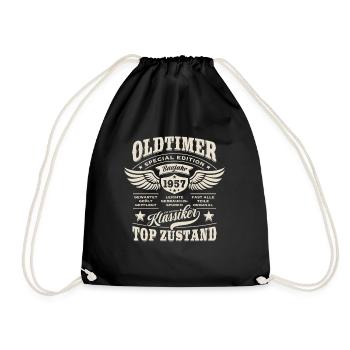 Oldtimer Baujahr 1957 - Geburtstag - Geschenk - Turnbeutel - Schwarz - Vorne