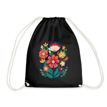 Blumen - Frühling - Sommer - Blüten - Turnbeutel - Schwarz - Vorne