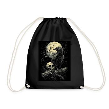 Corbeau Crâne Lune Gothique Noir Corbeau - Sac de sport léger - noir - Devant