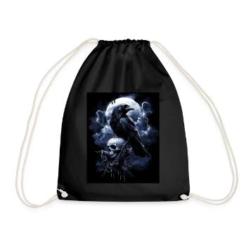 Corbeau Crâne Lune Gothique Noir Corbeau - Sac de sport léger - noir - Devant