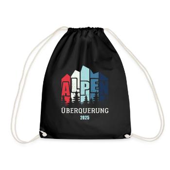 Alpen Überquerung 2025 - Fahrrad Wandern Routen - Turnbeutel - Schwarz - Vorne