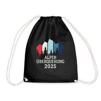 Alpen Überquerung 2025 - Fahrrad Wandern Routen - Turnbeutel - Schwarz - Vorne