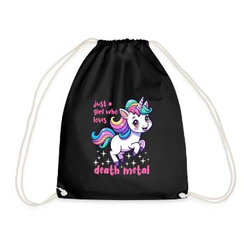 Einhorn - Just a girl who loves death metal - Drawstring Bag - black - Front