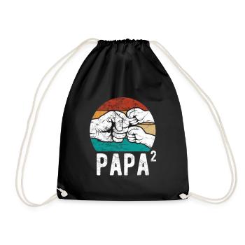 Papa von zwei Kindern - Team - Familie - Turnbeutel - Schwarz - Vorne