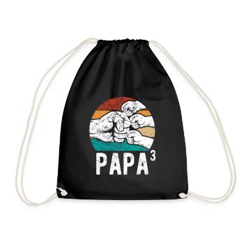 Papa von drei Kindern - Team - Familie - Turnbeutel - Schwarz - Vorne