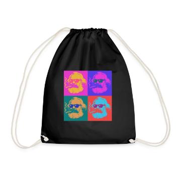 Karl Marx - cool mit Zigarre - Warhol Stil - Turnbeutel - Schwarz - Vorne