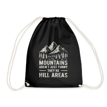 Mountains are hill areas - hilarious pun - Turnbeutel - Schwarz - Vorne