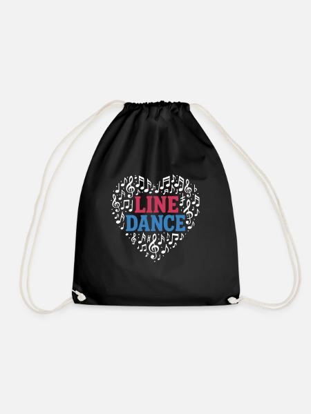 Linedance - Tanz mit Herz - Musik Geschenk - Turnbeutel - Schwarz